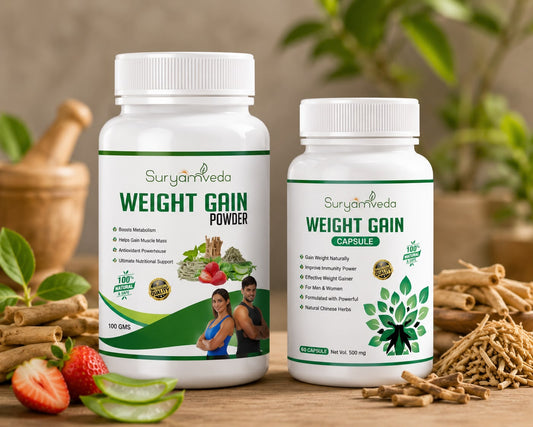 Suryamveda Weight Gain Ayurvedic Kit | Ayurvedic Powder + Capsules for Healthy Weight Support